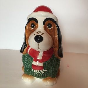 Holiday Hound Dog Cookie Jar